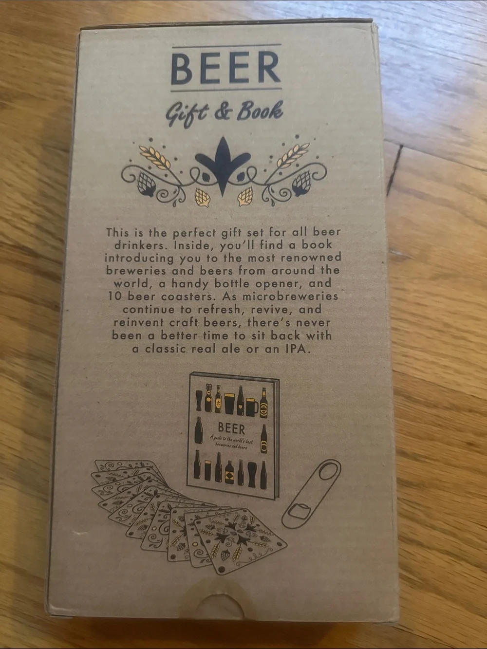 Beer Gift & Book Set - Brown Coasters with Integrated Bottle Opener